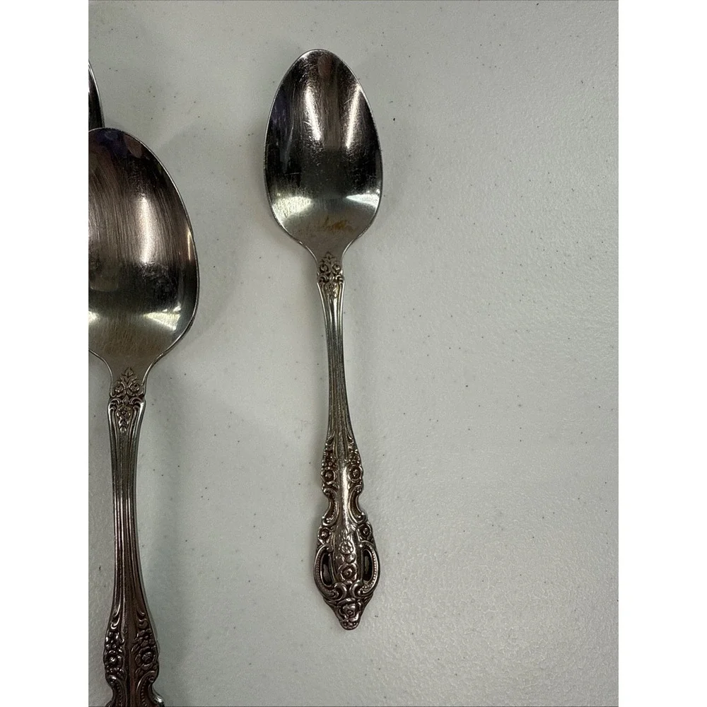 Oneida Pembrooke Renoir Set of 4 Soup 1 Dessert‎ Spoons Stainless Flatware Heir